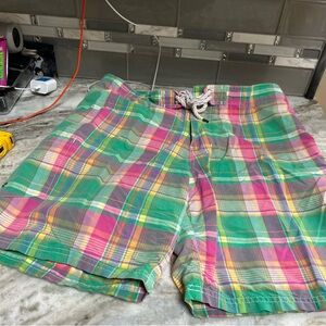 Polo Ralph Lauren Swimwear Pink / Green Madras Plaid Board Shorts 34 mens